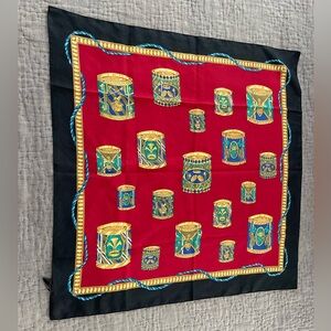 Vintage The Specialty House Made in Italy Red Black Drum Scarf Square Polyester